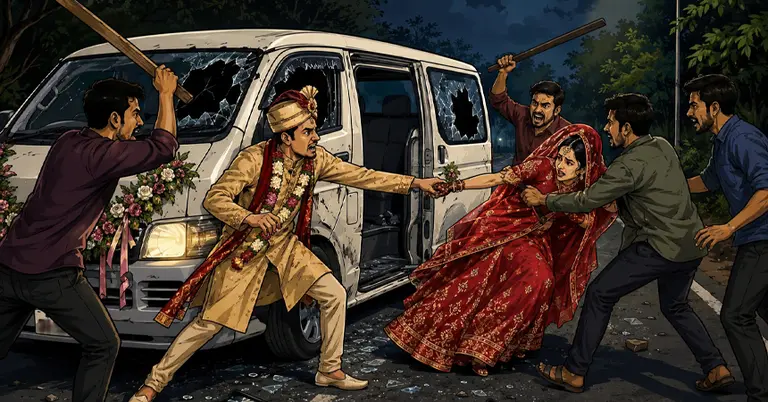 বরযাত্রীর গাড়ি থামিয়ে নববধূকে নিয়ে উধাও
